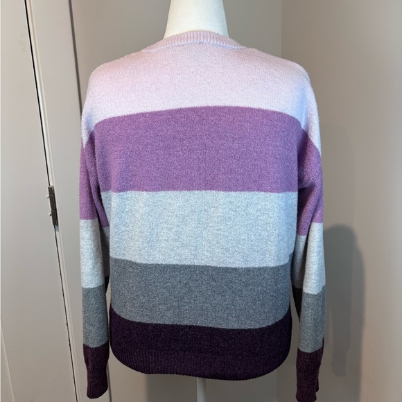 Time and Tru XXL Women’s Sweater – Purple Gray Colorblock Stripe Pullover - Picture 3 of 12